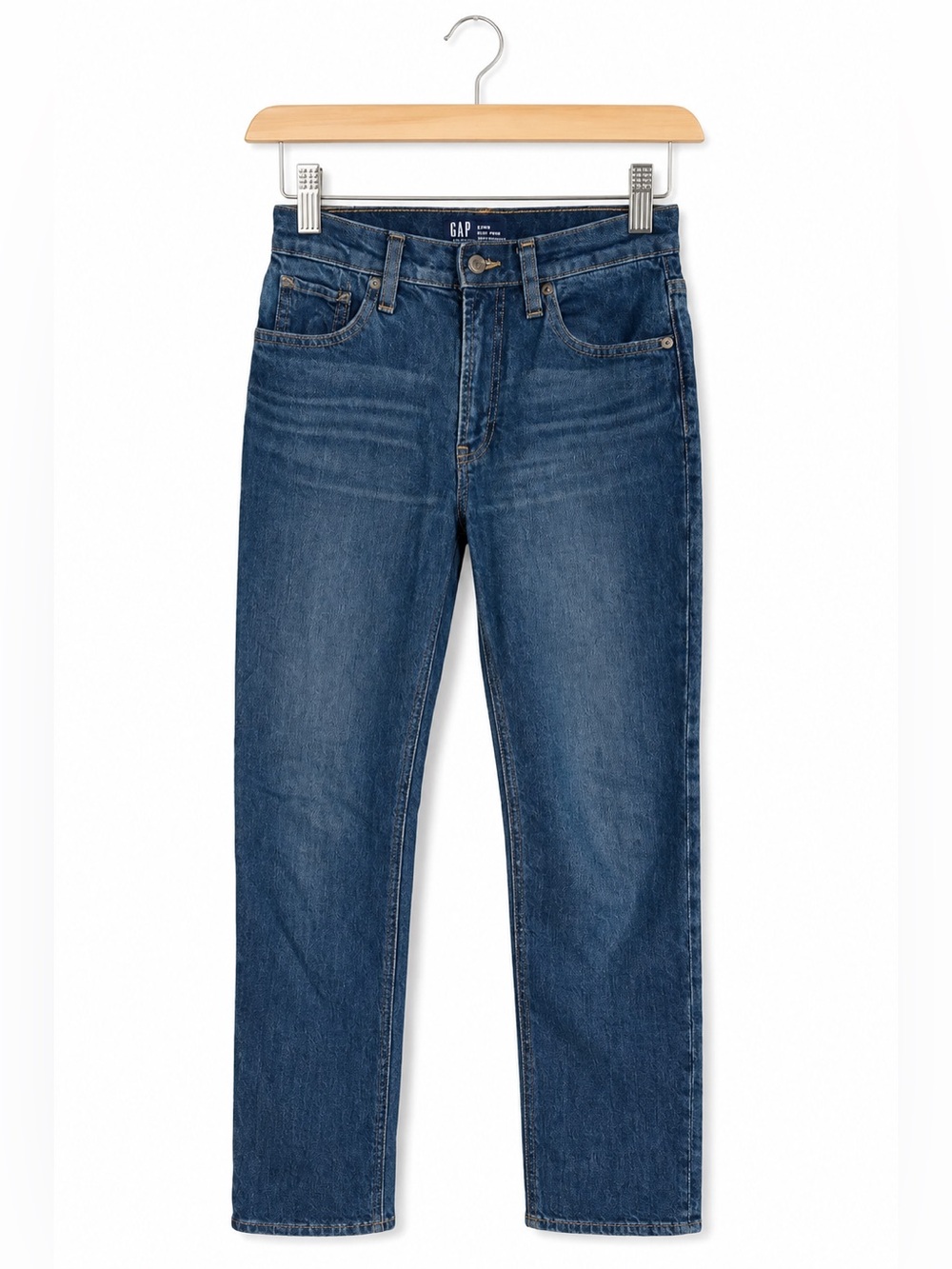 Gap Womens Jeans Sz 0 25R High Rise Straight Blue Denim Dark Moran